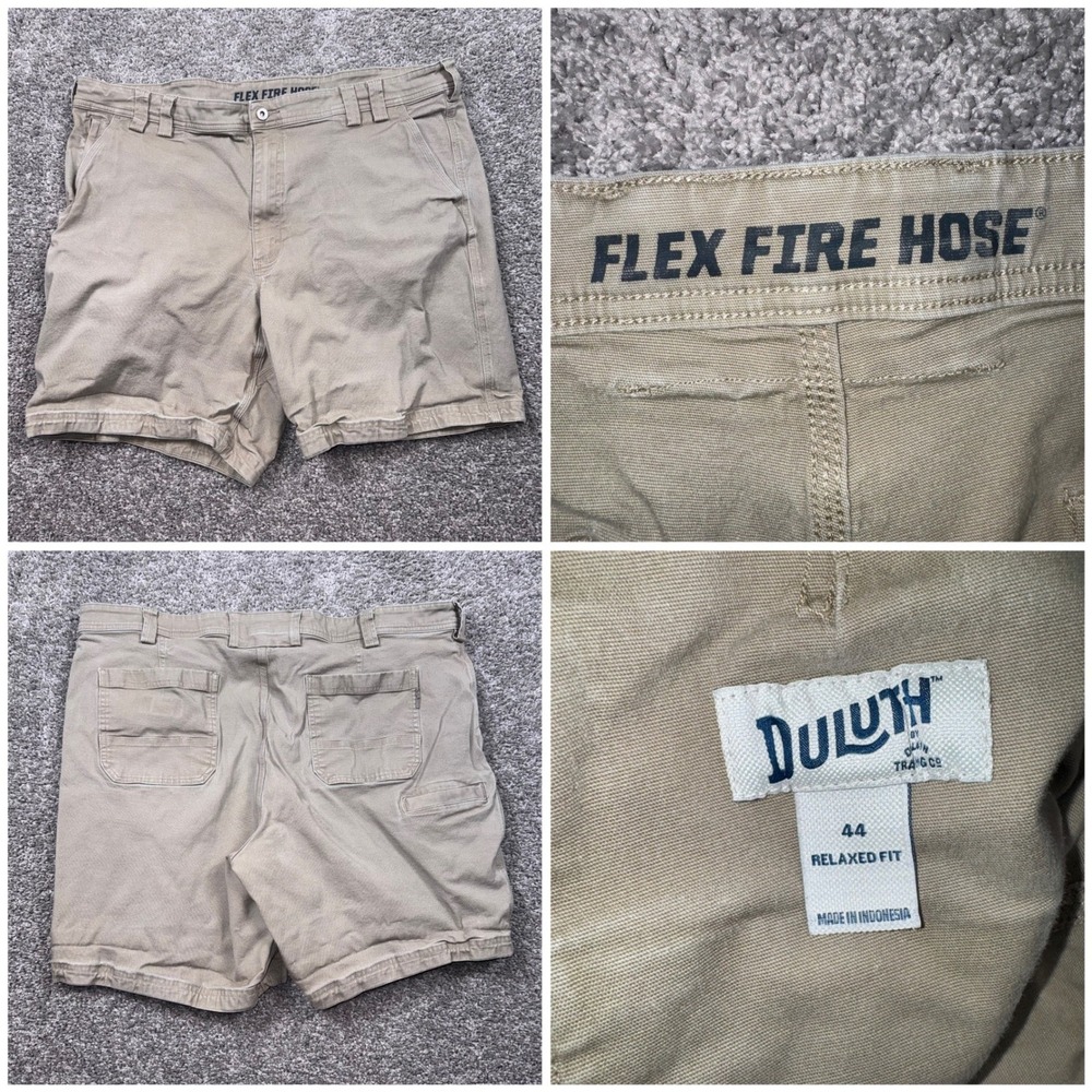 Duluth Trading Co Flex Fire Hose Shorts Mens Relaxed Stretch Khaki 44 EXCELLENT